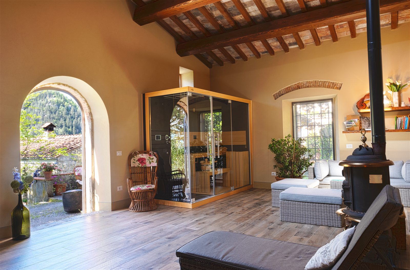 La zona relax accanto alla sauna